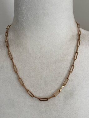 Rose Gold Plated Stainless Steel Paperclip Necklace Waterproof Doesn't Tarnish